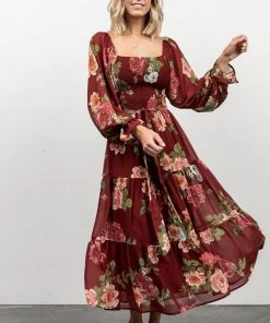 FT Dresses Vyn Tiered Midi Dress | Burgundy Floral 13 FT Dresses Vyn Tiered Midi Dress | Burgundy Floral