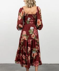 FT Dresses Vyn Tiered Midi Dress | Burgundy Floral 14 FT Dresses Vyn Tiered Midi Dress | Burgundy Floral