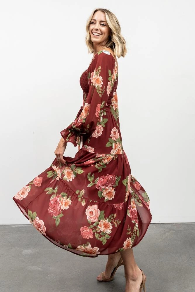 FT Dresses Vyn Tiered Midi Dress | Burgundy Floral 7 FT Dresses Vyn Tiered Midi Dress | Burgundy Floral