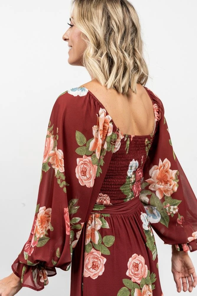 FT Dresses Vyn Tiered Midi Dress | Burgundy Floral 9 FT Dresses Vyn Tiered Midi Dress | Burgundy Floral