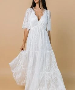 BB Custom Dresses Wanderlust Lace Maxi Dress | White