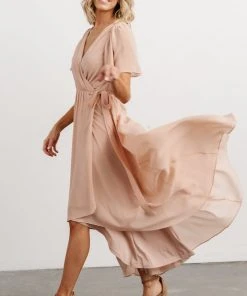 Soi Waverly Wrap Dress | Dusty Blush Dresses