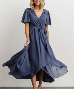 Soi Waverly Wrap Dress | Slate Blue