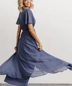 Soi Waverly Wrap Dress | Slate Blue