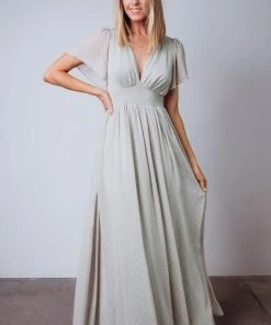 RR Weslie Shimmer Dot Maxi Dress | Sage Dresses