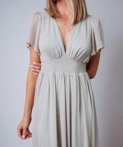 RR Weslie Shimmer Dot Maxi Dress | Sage Dresses