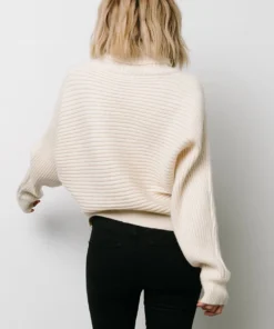 LUM Whitney Ribbed Turtle Neck Sweater | Cream Tops