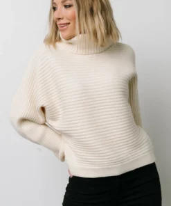 LUM Whitney Ribbed Turtle Neck Sweater | Cream Tops
