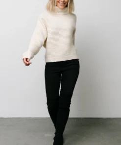 LUM Whitney Ribbed Turtle Neck Sweater | Cream Tops