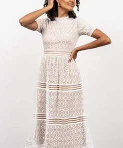 POL Windsor Lace Midi Dress | Ivory