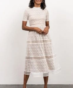 POL Windsor Lace Midi Dress | Ivory