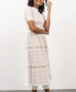POL Windsor Lace Midi Dress | Ivory