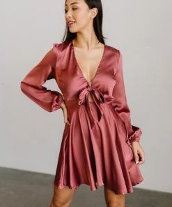DD Woodbury Satin Mini Dress | Deep Mauve Dresses