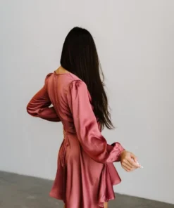 DD Woodbury Satin Mini Dress | Deep Mauve Dresses