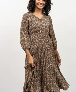 POL York Print Midi Dress | Black Dresses