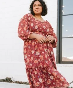 FT Dresses Yorkley Smocked Midi Dress | Burgundy Floral