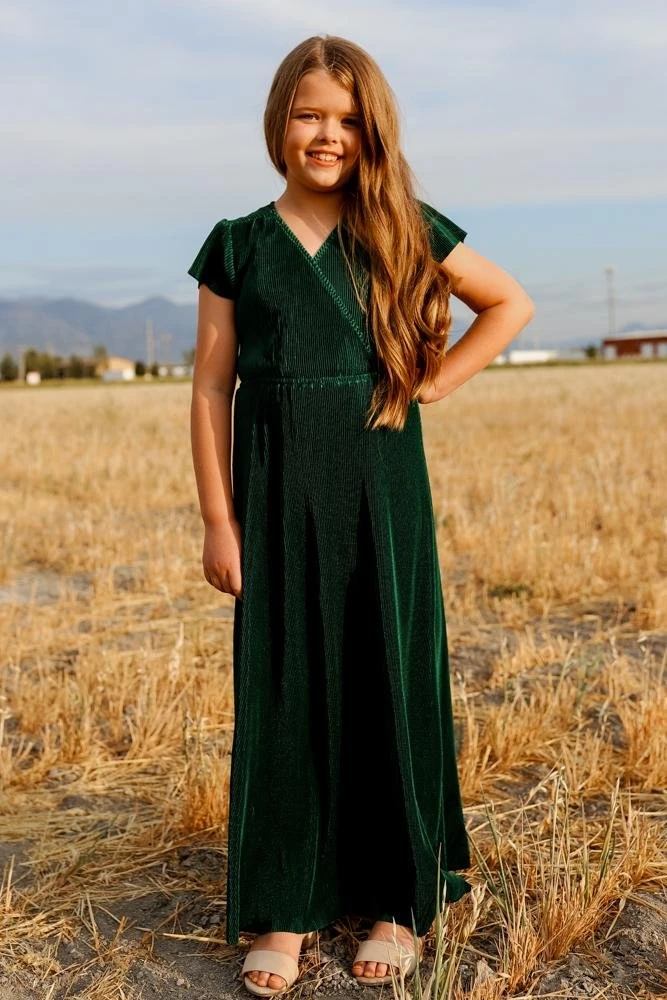 BB Custom Dresses Youth Athena Pleated Maxi Dress | Forest 1 BB Custom Dresses Youth Athena Pleated Maxi Dress | Forest