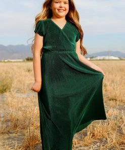 BB Custom Dresses Youth Athena Pleated Maxi Dress | Forest 9 BB Custom Dresses Youth Athena Pleated Maxi Dress | Forest