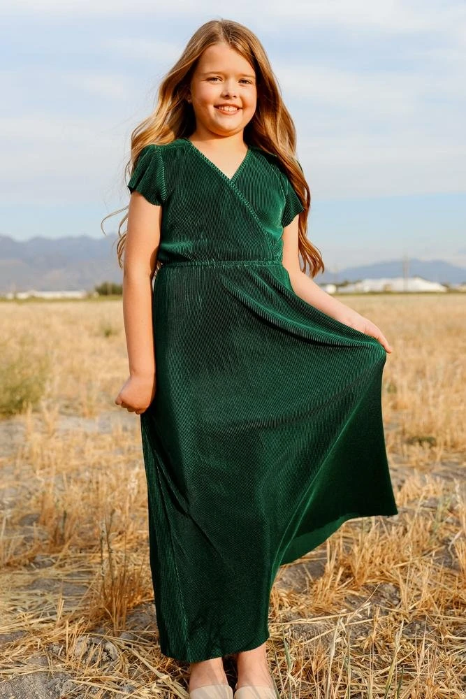 BB Custom Dresses Youth Athena Pleated Maxi Dress | Forest 3 BB Custom Dresses Youth Athena Pleated Maxi Dress | Forest