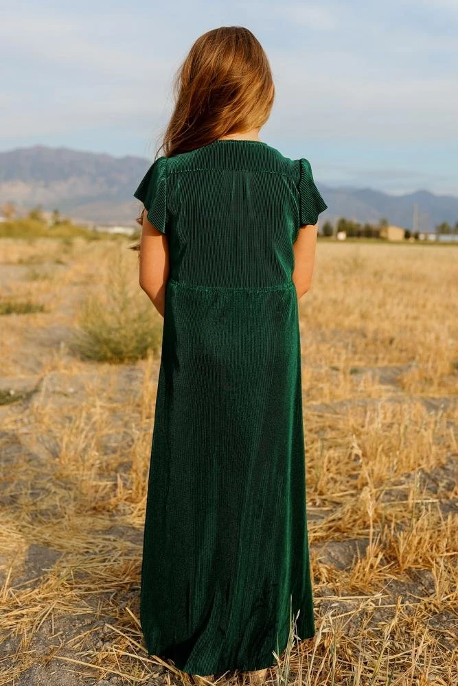 BB Custom Dresses Youth Athena Pleated Maxi Dress | Forest 6 BB Custom Dresses Youth Athena Pleated Maxi Dress | Forest