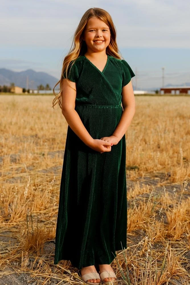 BB Custom Dresses Youth Athena Pleated Maxi Dress | Forest 7 BB Custom Dresses Youth Athena Pleated Maxi Dress | Forest
