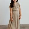 BB Custom Youth Athena Pleated Maxi Dress | Gold Dresses