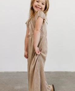 BB Custom Youth Athena Pleated Maxi Dress | Gold Dresses