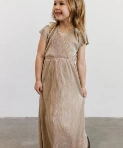 BB Custom Youth Athena Pleated Maxi Dress | Gold Dresses