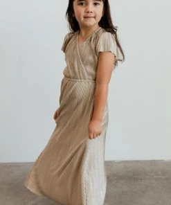 BB Custom Youth Athena Pleated Maxi Dress | Gold Dresses