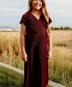 BB Custom Dresses Youth Athena Pleated Maxi Dress | Mulberry