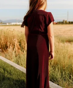 BB Custom Dresses Youth Athena Pleated Maxi Dress | Mulberry