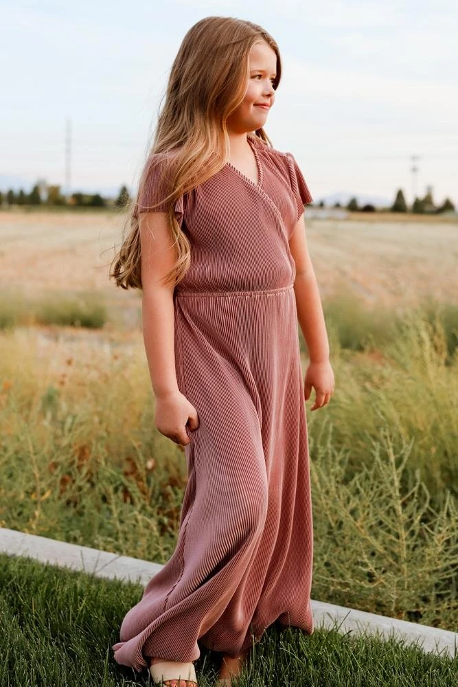 BB Custom Youth Athena Pleated Maxi Dress | Rose 1 BB Custom Youth Athena Pleated Maxi Dress | Rose