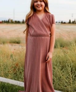 BB Custom Youth Athena Pleated Maxi Dress | Rose