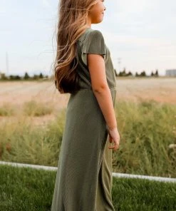 BB Custom Youth Athena Pleated Maxi Dress | Sage Maxi Dresses