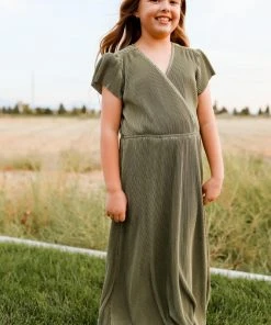 BB Custom Youth Athena Pleated Maxi Dress | Sage Maxi Dresses