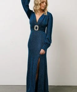 Soi Dresses Zae Shimmer Gown | Blue