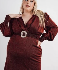 Soi Dresses Zae Shimmer Gown | Merlot