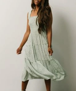 BS Zella Smocked Midi Dress | Sage Print Dresses 11 BS Zella Smocked Midi Dress | Sage Print Dresses