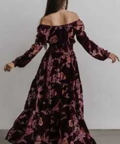 BB Custom Dresses Zeta Velvet Maxi Dress | Plum Floral
