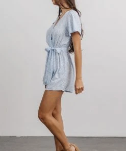 BS Zinnia Romper | Light Blue Floral