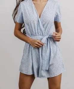 BS Zinnia Romper | Light Blue Floral