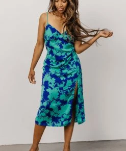 LUM Dresses Zo Lace Up Strap Dress | Navy Floral