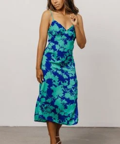 LUM Dresses Zo Lace Up Strap Dress | Navy Floral